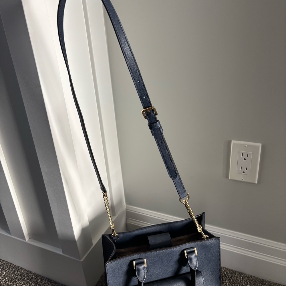 Michael Kors Navy Blue Saffiano Leather Crossbody Satchel - Picture 7 of 9